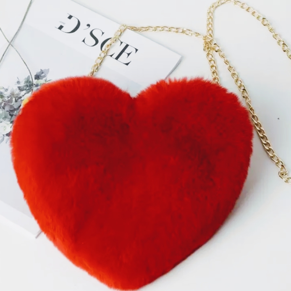 Fuzzy Heart Purse